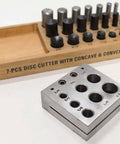 All In One 21 Piece Disc Cutter Set With Flat Convex And Concave Tops In Sizes From One Quarter Inch To Five Eighths Inch in Tray