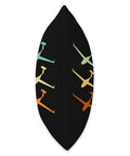 Side view of Glider Airplane Pilot Throw Pillow For Aviation Lovers With Dope Soaring Wings Theme, black cushion with colorful planes