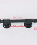 Dope Industrial Pipe Barn Door Handle Set In Rustic Black Iron, Front Sliding Gate Hardware, 12 Inch Door Pulls, Set Of Two, dimensions shown