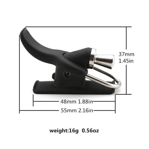 Cannon Surf Fishing Trigger Aid For Sea Casting, Thumb Button And Clip System, side view dimensions and weight shown