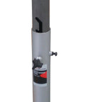 Close-up of adjustable height component of Adjustable Bench Grinder and Vise Stand With 28 to 36 Inch Height Pre Drilled Mounting Slots.