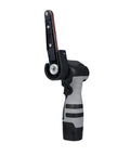 Heavy Duty Electric Mini Belt Sander With Knockout Rubber Grip And Variable Speed For Smooth Wood Metal Polishing Includes Ten Sanding Belts For No Sweat Shop Grinding, side view.