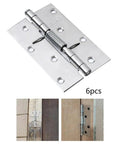 Set Of Six Self Closing Spring Door Hinges Heavy Duty 4 Inch Spring Loaded Door Hardware For Home Office Or Garage Durable Quiet Operation Screws Not Included - stainless steel hinge close-up