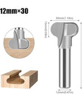Heavy Duty 1/2 Inch Pull Router Bit For Woodworking With 12Mm Shank, showing side, top view, and dimensions for precision cutting.