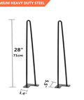28 Inch Hairpin Table Legs Set Of 4 Heavy Duty Metal Mid Century Modern Dining And End Tables With Rubber Floor Protectors