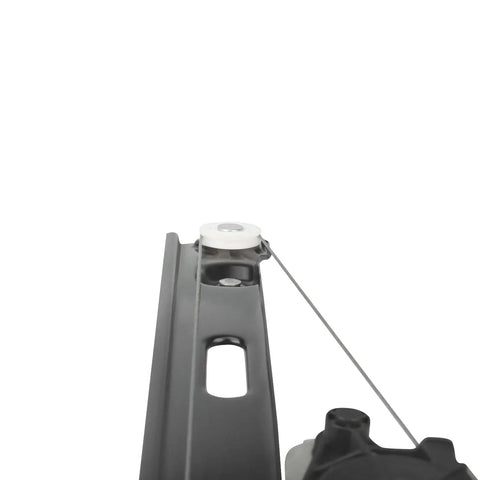 Close-up of Rear Driver Side Power Window Regulator Assembly Without Motor for BMW E90 E91 2006-2012 showing pulley system.