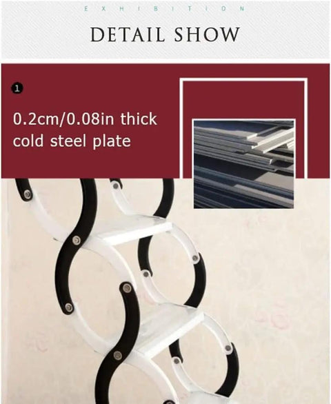 Detail of Top Tier Electric Pull Down Attic Ladder Retractable Ceiling Staircase, featuring 0.2cm thick cold steel plate.
