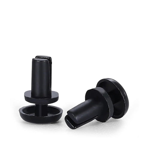 Easy Peasy Finger Press Nylon Expansion Rivets Tool Free Plug And Play Mount For Pcb Boards Heat Resistant plastic clips shown in black.