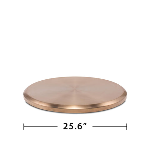 Tabletop Fire Pit Cover For Patio Pits 25.6 Inch Durable Stainless Steel Lid Weather Resistant Outdoor Fire Pit Protector Converts Fire Pit Into A Table For Chill Entertaining Gold