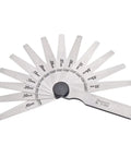 Tempered Steel Metric Thickness Gage With Tapered Leaves And Locking Device, Rugged Steel Case, 0.03-0.50mm Range, 13 Leaves