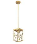 Modern Gold Pendant Light With Metal Cage One Light Adjustable Rods Mini Pendant Fixture For Kitchen Island Cafe Bar And Farmhouse Decor Sleek Swivel Canopy For Vaulted Or Sloped Ceilings With Warm Ambient Glow