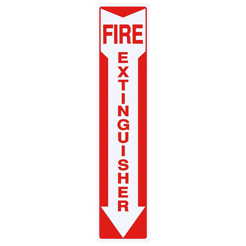 10 Pack Fire Extinguisher Sign With Vertical Red And White Down Arrow, 4 By 18 Inches, Permanent Self Adhesive Vinyl, Waterproof And UV Protected