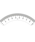 Stainless steel curved protractor ruler with 0–90° scale and fine tick marks