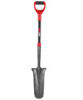 Heavy Duty Drain Spade With Narrow Serrated Blade For Cutting Roots And Digging 44 Inch Garden Shovel With 1050MN Steel Head And Fiberglass Handle