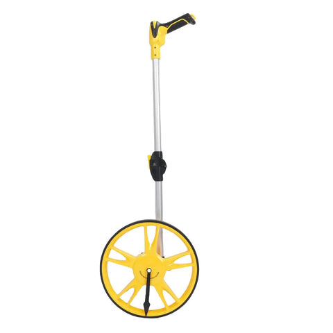 Jelquix Mechanical Measuring Wheel for Construction, 318 Mm, Folding, yellow measuring wheel design with hand grip.