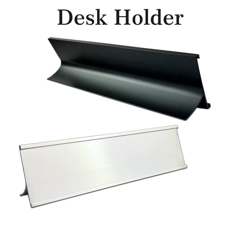 Custom Aluminum Name Plates 2x8 For Desk And Wall With Optional Logo And Text Personalization In Silver Or White Finish holder