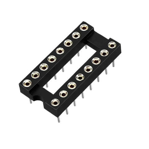 16 Pin DIP IC Socket Through Hole PCB Mount 2.54mm Pitch 7.62mm Spacing Round Machine Pin Solder Type 20 Pack Easy Install And Replace