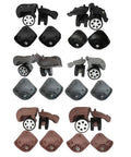 Thinking Process: replacement suitcase wheel set, black gray brown rubber spinner casters for luggage repair