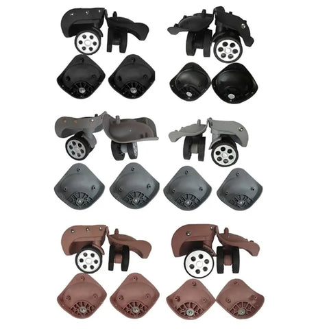 Thinking Process: replacement suitcase wheel set, black gray brown rubber spinner casters for luggage repair
