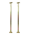 Front view of two zinc-coated steel adjustable floor jack posts with base plates