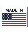 Label with "Made in USA" text and American flag illustration
