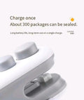 Portable Double Function Bag Sealer And Cutter With Usb Cable Total Game Changer For Snack Bags close-up of sealing feature with buttons and sealing area.