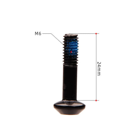 Trail Ready Mountain Bike Disc Brake Caliper Mount Bolt Kit M6x24mm with washers. Black bolt shown with dimensions.