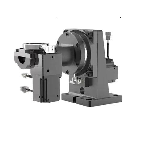 High Performance Fourth And Fifth Axis Electric Hollow Rotary Platform for CNC machining, featuring a compact design with motor-driven actuator.