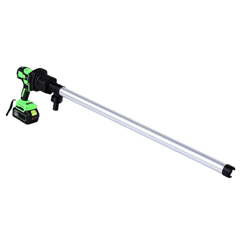 Jiawu Rechargeable Liquid Transfer Pump With 304 Stainless Steel Tube For Smooth Fuel Siphoning In Food Processing And Equipment Maintenance Featuring Ergonomic Design And US Plug For Portable Heavy Duty Use, showing cordless pump with aluminum tube.