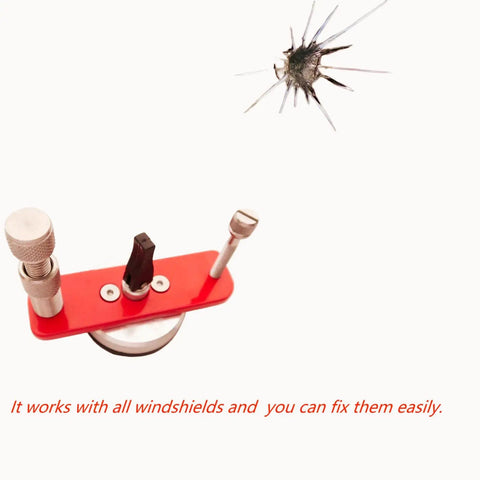 DIY Windshield Repair Bridge Kit For Cracked Glass And Rock Chips Easy To Use Quick Fix Rugged Glass Repair Tool Red