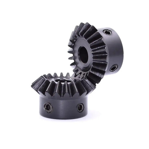 Two Pack Bevel Gear Set For 90 Degree Steering 1.5M 20 Teeth 14mm Shaft Hole M5 Fixing Hole One To One Ratio 1.5 Module 45 Steel