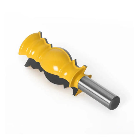 Premium Crown Molding Router Bit For Woodworking Pros With 12mm Or Half Inch Shank, yellow tool for fine trim detail.