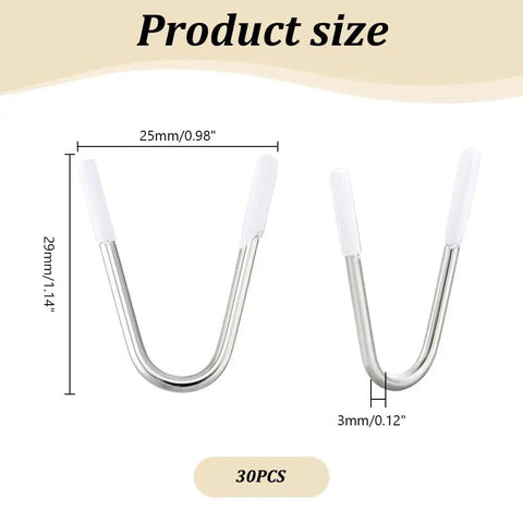 V Shape Metal Bra Underwire Replacement Set With Stainless Steel Nylon Heavy Gauge Wires, 30 Pieces, size diagram