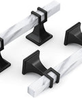 Three Inch Kitchen Cabinet Handles Set 30 Pack Black And White Marble Grain Two Tone Square Pulls For Cabinets And Dresser Drawers