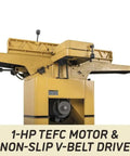 Pro Six Inch Jointer With Helical Cutterhead And One Horsepower Motor features a 1-HP TEFC motor and non-slip V-belt drive.