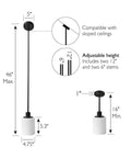 Five Light Satin Nickel Chandelier With Frosted Glass Shades Dimmable Pendant Lighting adjustable height and sloped ceiling compatibility
