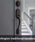 Arlington Front Door Lock Set No Brainer With Exterior Handle And Deadbolt Reversible Interior Lever Venetian Bronze Finish
