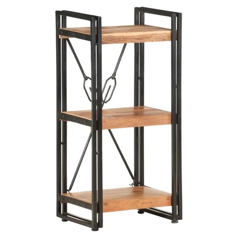 Three-Tier Acacia Wood Bookcase With Powder-Coated Steel Frame, Industrial Style Shelving Unit For Books, Magazines, Documents, And Decor, 15.7x11.8x31.5 Inches, Built To Last Modern Organizer
