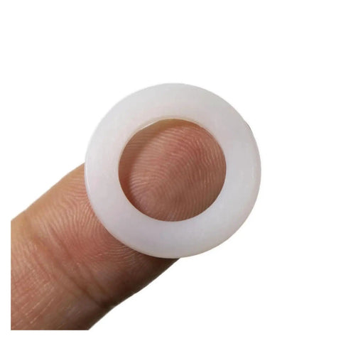 720 Piece Nylon Washer Kit With O Rings Seals Gaskets And Flat Spacers For M2 Through M12 White Plastic Washers close-up in hand