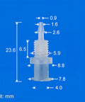 Pack Of 100 Luer Lock Bulkhead Fittings And Male Luer Connectors, Food Grade PP Plastic With Nut And Washer For Lab Liquid Transfer, 1.6 Mm 1/16 Inch, 1/4-28 UNF, 4 Parts, Leak-Resistant, Durable, with mm size diagram