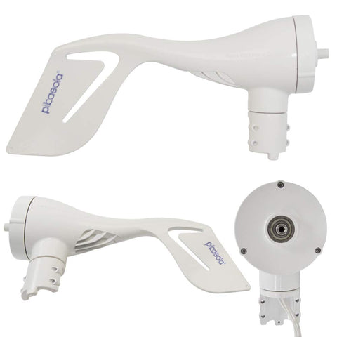 Wind Turbine Generator 400W 12V With Three Blade Nylon Carbon Fiber Blades For Home Use, Low Wind Speed Starting At Two Point Five Meters Per Second, Includes Charge Controller And Efficient Windmill, side and front view