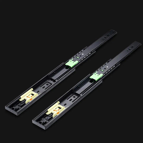 Two Three Fold Full Extension Drawer Slides With Push To Open Beefy Ball Bearing Runners Side Mount Rails 350mm Silent Damping