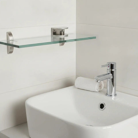 Heavy Duty Glass Shelf Clamp Mounting Bracket for bathroom cabinets and wardrobes, zinc alloy hardware replacement above sink