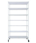 Seven Tier Heavy Duty Wire Storage Shelving Unit With Adjustable Shelves And Locking Casters 82 Inches Tall 48 By 18 Inch Base