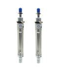 Top Notch 1 Piece Round Pneumatic Cylinder From The Popular DSNU Series With Various Stroke Options, metallic design, dual actuators.