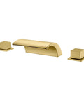 Waterfall Tub Faucet With 3 Hole Deck Mount Brushed Gold Finish For Roman Tubs High Flow 14.19 GPM At 60 PSI Delivers Dramatic Spa Vibe