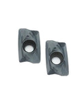 Durable Indexable Carbide Lathe Tool R390 11T308 PM For Turning Steel And Stainless, two metal cutting inserts view from above.