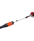 52CC Gas Walk Behind Sweeper Powered By A Muscle 2.3HP Two Stroke Engine, handheld with blower attachment for clearing debris.