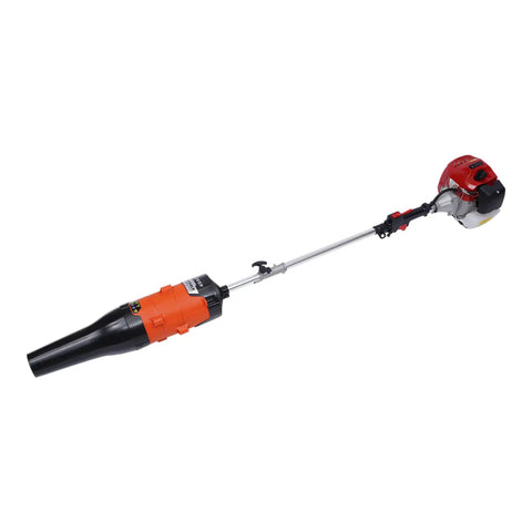 52CC Gas Walk Behind Sweeper Powered By A Muscle 2.3HP Two Stroke Engine, handheld with blower attachment for clearing debris.