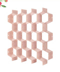 Hella Smooth Honeycomb Drawer Organizer For Closet that fits like a glove, pink ABS plastic grid for sorting socks and ties.